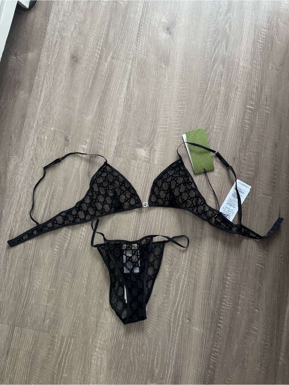 Gucci black pantie and bra set